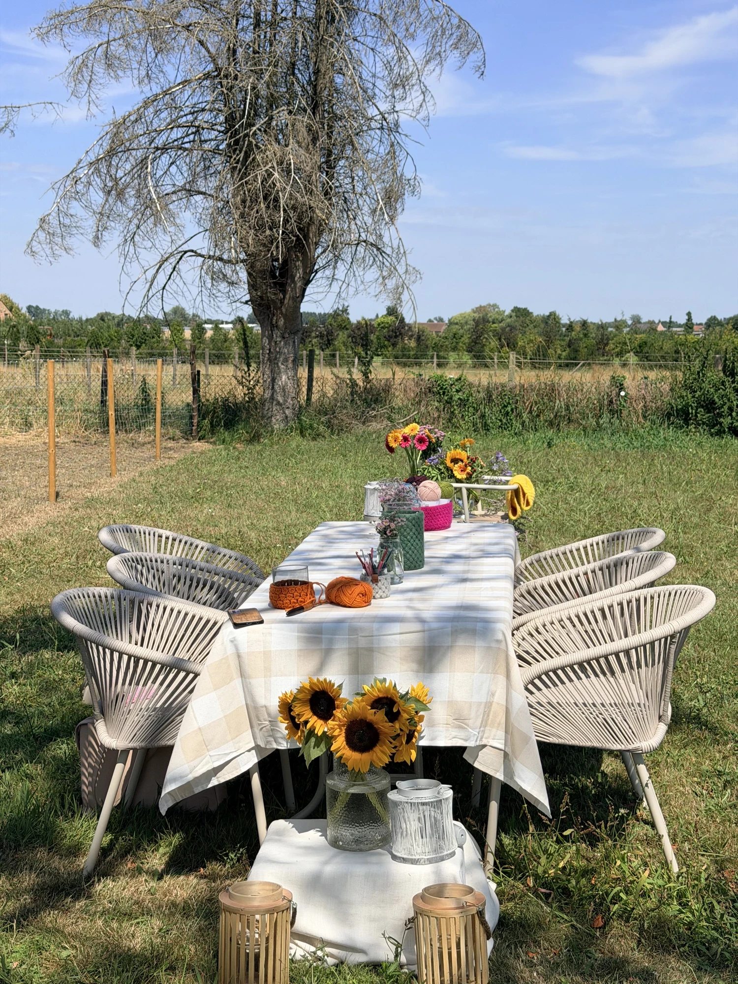 De lange tafel in de tuin, klaar voor het volgende moment